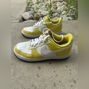 Custom Nike Air Force 1 Yellow and White Shoes UK 7.5 Euro 42 US 10